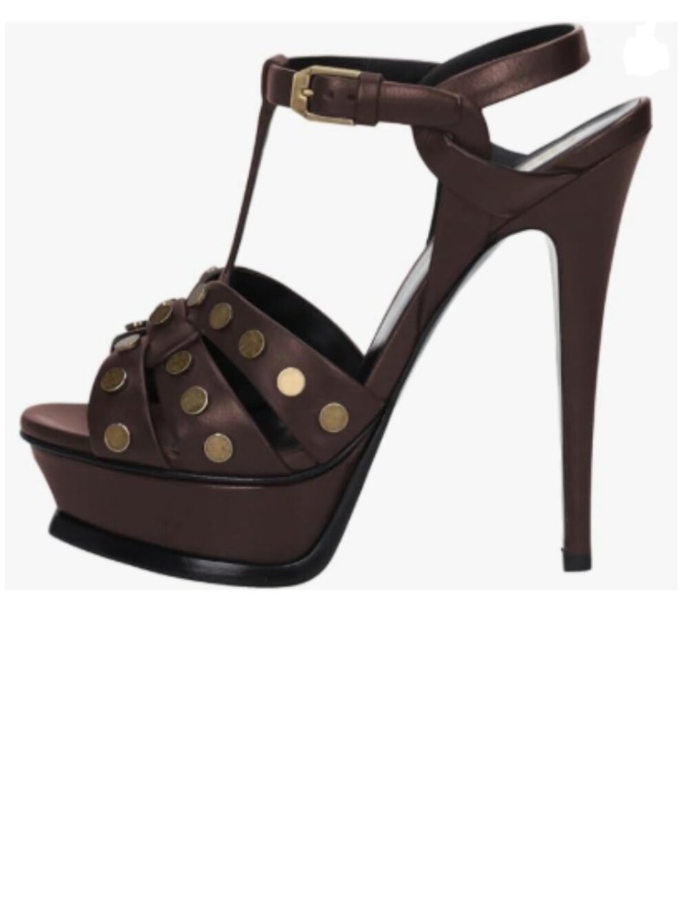 YDN Brown Studded Super High Heel Platform Sandals Open Toe T-Strap Buckles Shoe